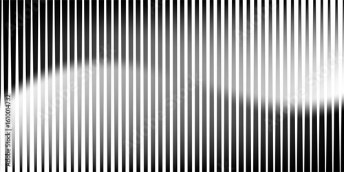 Abstract art geometric background with vertical lines. Optical illusion with waves and transition.