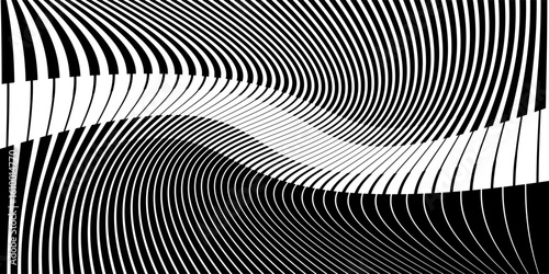 Black and white striped halftone gradient. Fading linear gradation background. Repeating strip pattern backdrop.