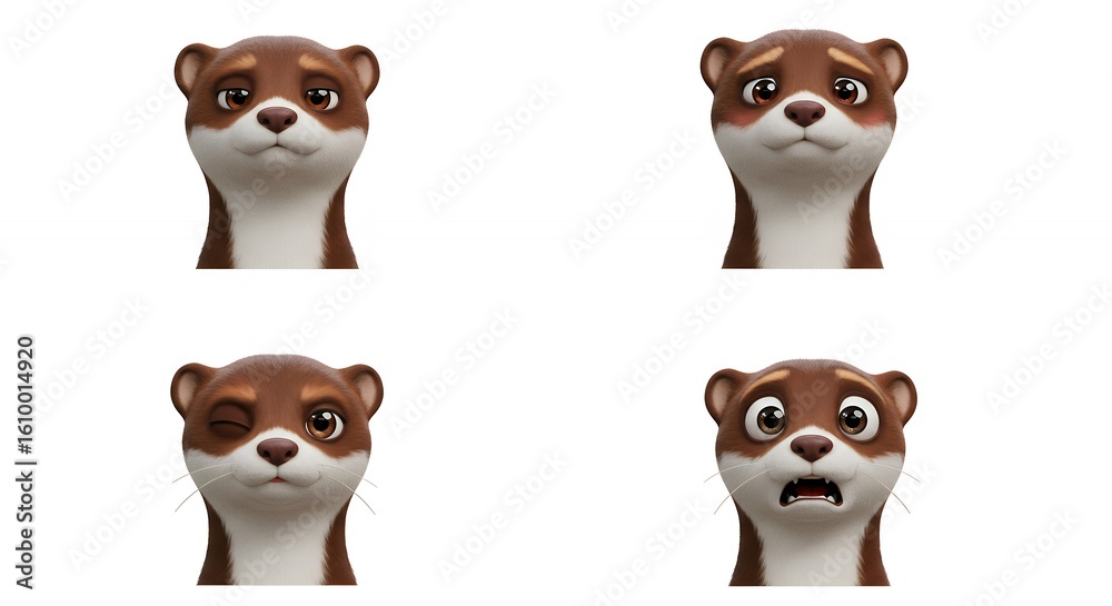 Obraz premium Weasel faces illustrations set