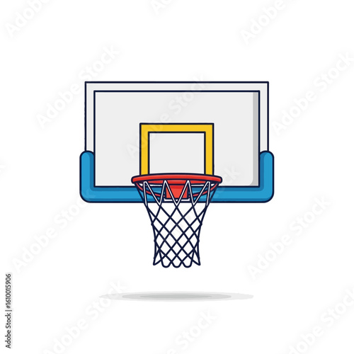 Basketball Action, Hoop, Indoor Court, Illustration, Sports Environment, Dynamic Viewpoint, Game Concept