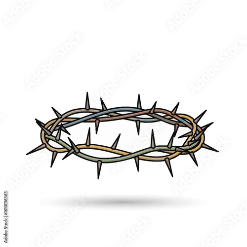 Symbolic Event, Crown of Thorns, Spiritual Context, Graphic Illustration, Minimalist Style, Focused View, Religious Significance
