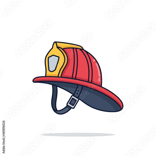 Firefighter Action Hat Illustration, Emergency Gear, Digital Art, Creative Environment, Vibrant Colors