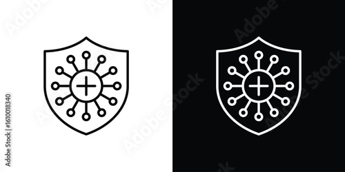 Virus protection shield icon vectors - high quality black style vector icons