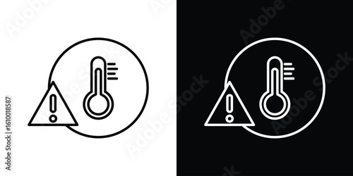 Temperature warning sign icon vectors - high quality black style vector icons