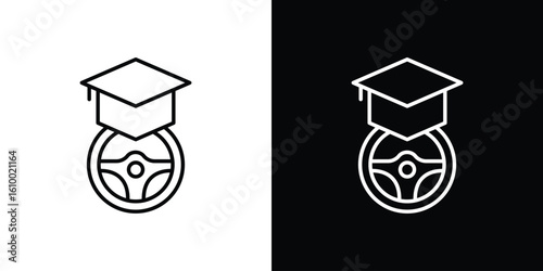 Driving school icon vectors - high quality black style vector icons