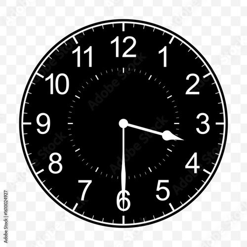 Vector illustration of half past three icon sign and symbol. Black icons on transparent background