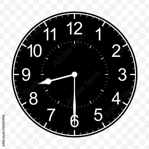 Vector illustration of half past eight icon sign and symbol. Black icons on transparent background