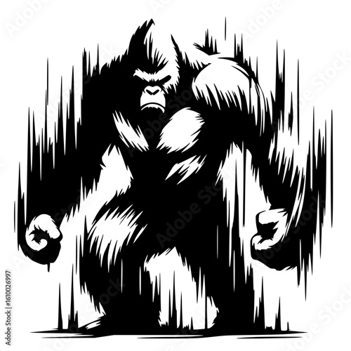 Silhouette of an angry gorilla