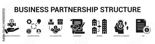 Business Partnership Structure Modern and clean web banner illustration featuring thematic icons for visual communication