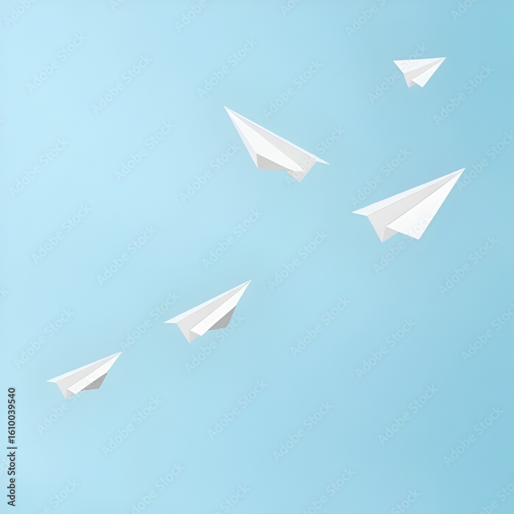 Creative Solutions and Innovative Business Ideas with Paper Airplanes in Flight