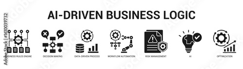 AIDriven Business Logic Modern and clean web banner illustration featuring thematic icons for visual communication