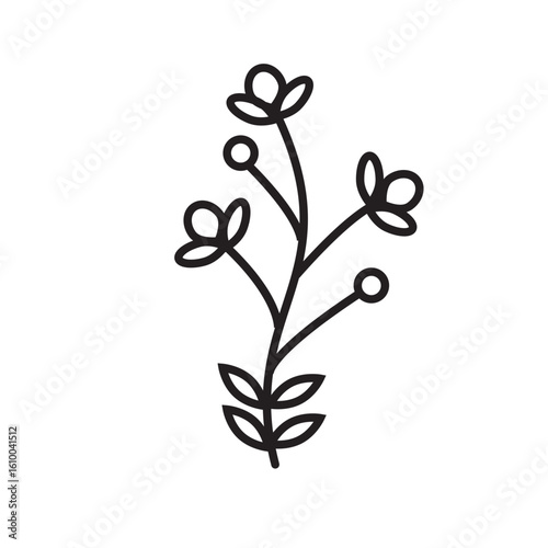 Delicate botanical line art illustration of garden flowers and foliage, perfect for feminine branding, wedding invites, planner stickers, and elegant home decor printables