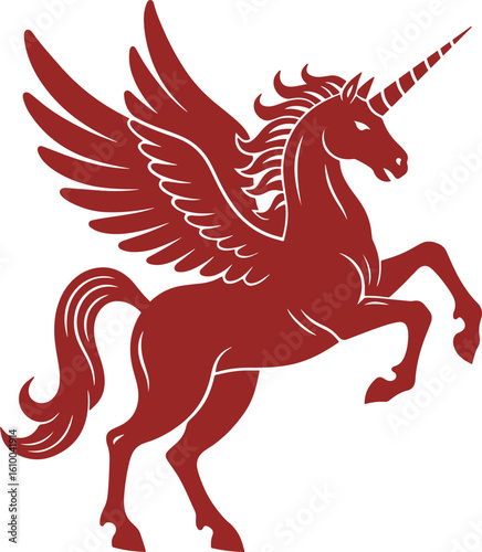 Winged Unicorn Silhouette Illustration 