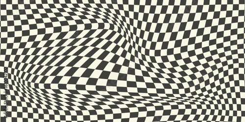 Trippy checkerboard background. Retro psychedelic checkered wallpaper.