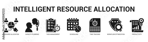 Intelligent Resource Allocation Modern and clean web banner illustration featuring thematic icons for visual communication