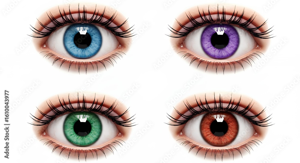 Various colored contact lenses on eyes Various colored contact lenses on eyes