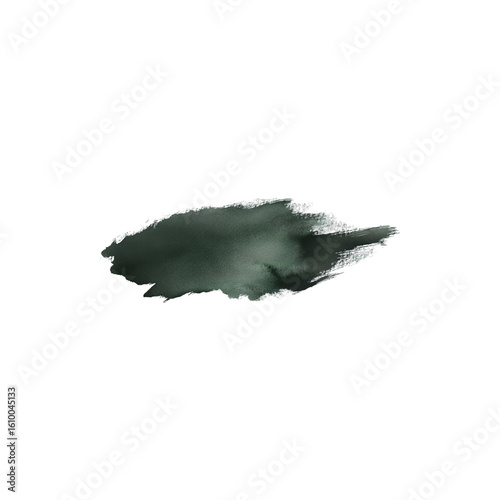Dark green watercolor brush stroke paint texture isolated on white background