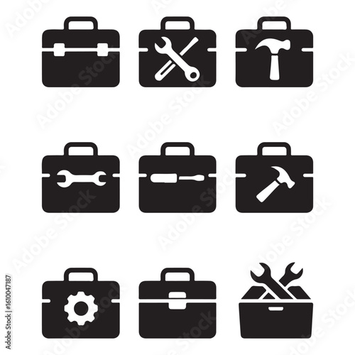 Craftsman Toolbox Vector Icons for Repair and Maintenance Design