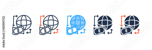 Wire Transfer icon set multiple style collection