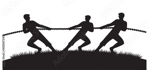 Silhouette of Intense Tug of War Game Competition