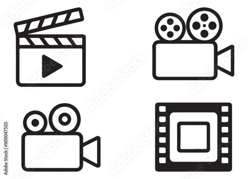 Movie Making Icon Set for Film and Video Production Art