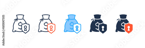 Secure Loan icon set multiple style collection