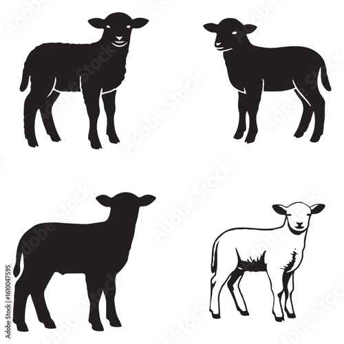 Lamb Sheep Silhouette Illustration Livestock Animal Vector Collection