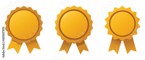 Golden Award Medals with Ribbons for Recognition and Achievement