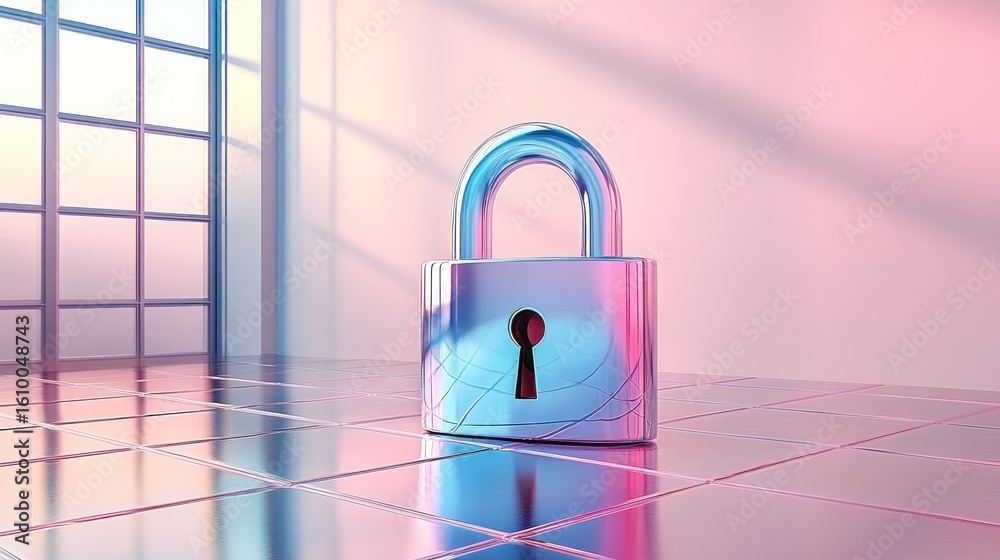 Fototapeta premium Modern security lock, minimalist design