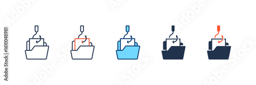 Phishing icon set multiple style collection