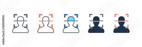 Face Scan icon set multiple style collection