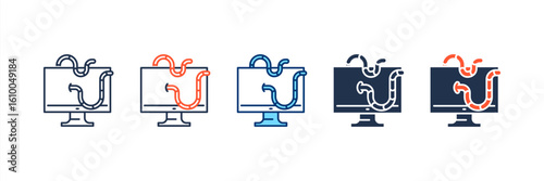 Worm icon set multiple style collection