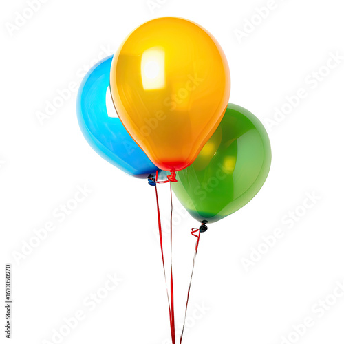 Three colorful balloons clustered together