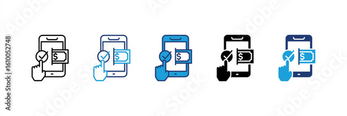 Mobile Payment icon set multiple style collection