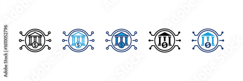 Digital Banking icon set multiple style collection