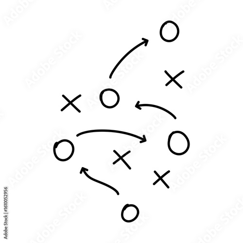Soccer Tactics Strategy Icon, Football Game Plan Vector Illustration 