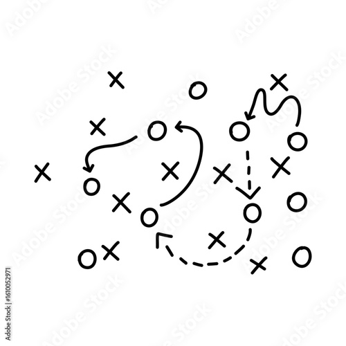 Soccer Tactics Strategy Icon, Football Game Plan Vector Illustration 