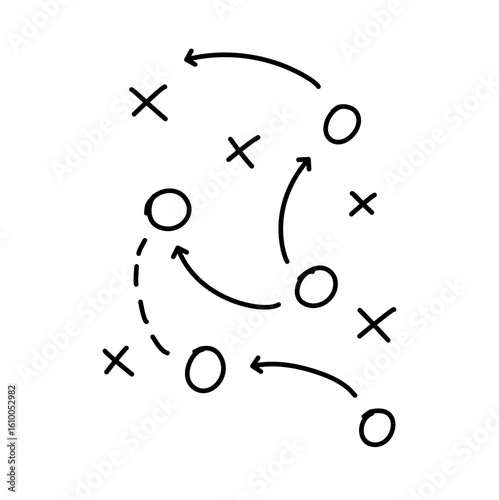 Soccer Tactics Strategy Icon, Football Game Plan Vector Illustration 