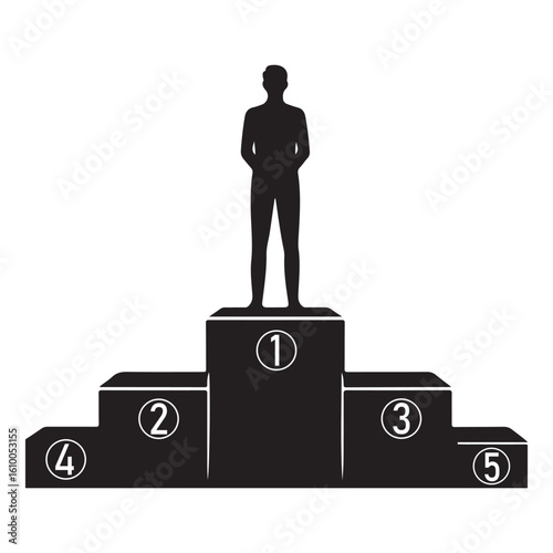 Competition Podium Silhouette with Five Levels for Achievement