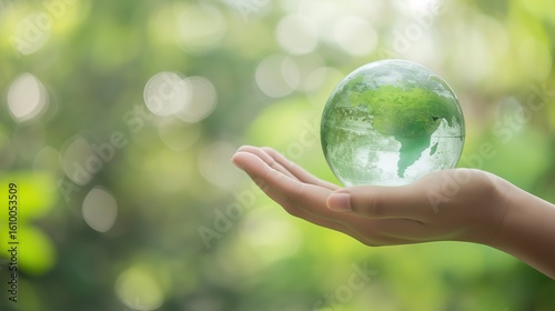 Eco-Driven Business: Green Globe Symbolizing Environmental Responsibility