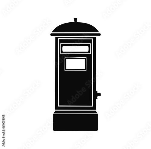 Black silhouette of a classic British post box mailbox letterbox