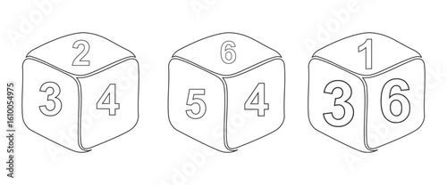 Die with Numbers Graphic Line Art Vector Collection