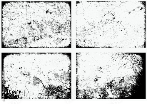 A versatile set of grunge banner and texture designs featuring vintage black ink brush strokes, splatters, and decorative borders for an artistic, messy paper effect