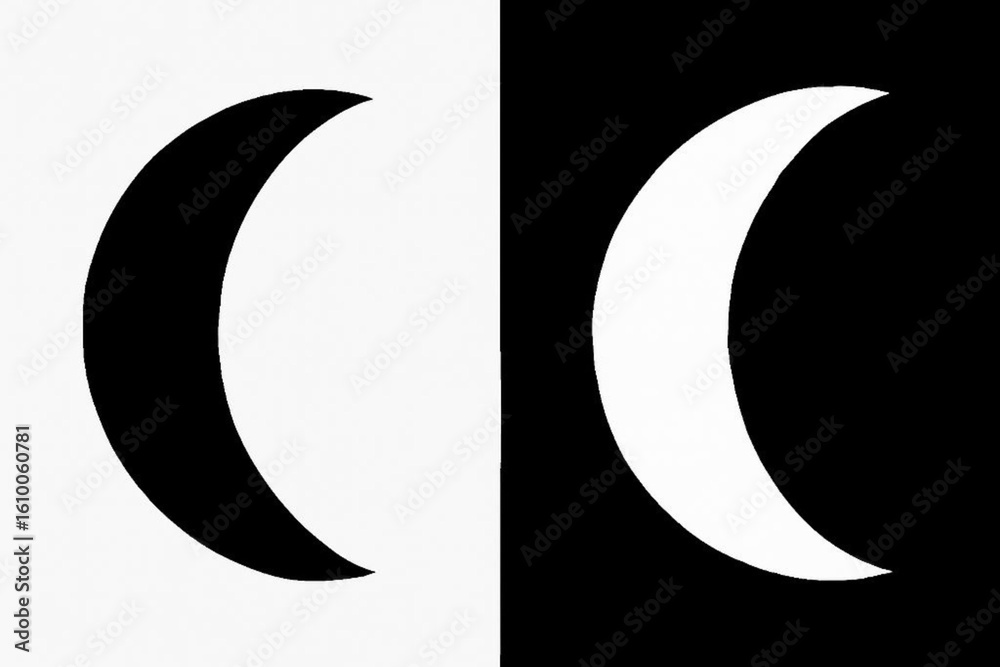 Line Tracing Worksheet - Solid Crescent Moon Shape Black and White Contrast for Kids Line Tracing Worksheet - Solid Crescent Moon Shape Black and White Contrast for Kids