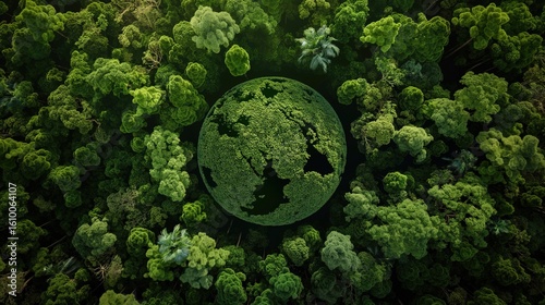 Forest Top View with ESG Icon: Corporate Sustainability Strategy