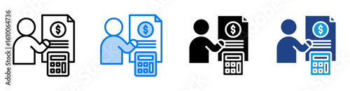 Bookkeeper icon set multiple style collection