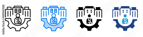 Supervisor icon set multiple style collection