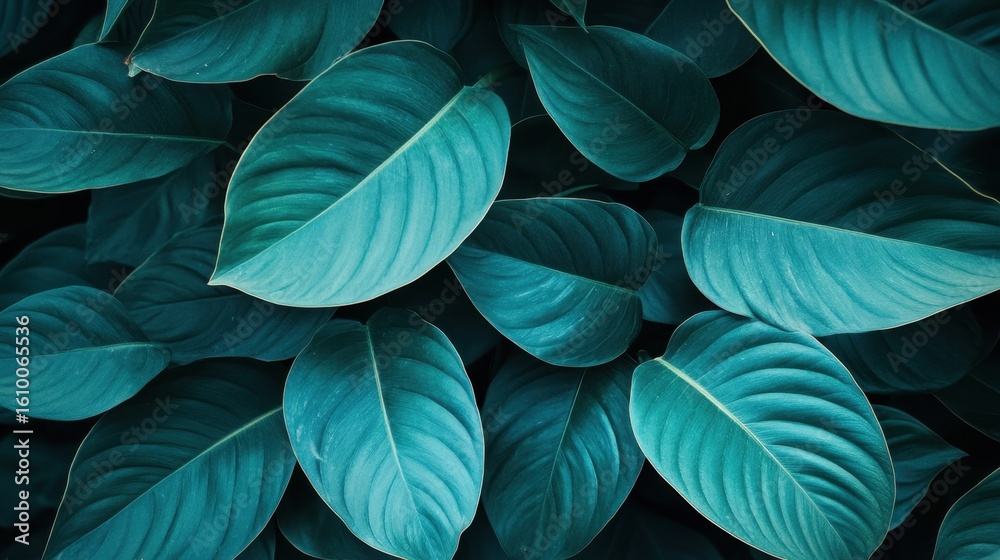 Explore the beauty of tropical green leaves showcasing smooth textures and vibrant colors. Perfect for nature-themed projects or backgrounds.