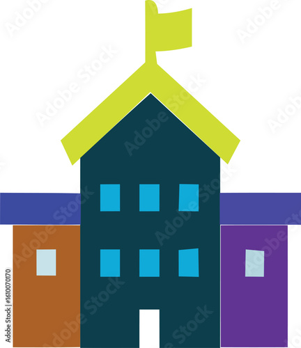 Flat Colorful University Building Vector