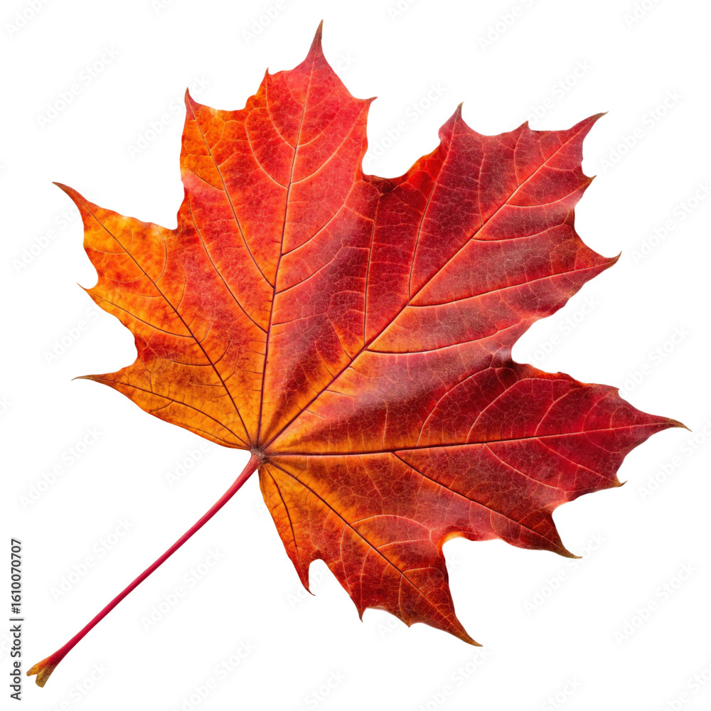 Golden and red maple leaves, isolated on white, capture the essence of autumn's colorful foliage Golden and red maple leaves, isolated on white, capture the essence of autumn's colorful foliage